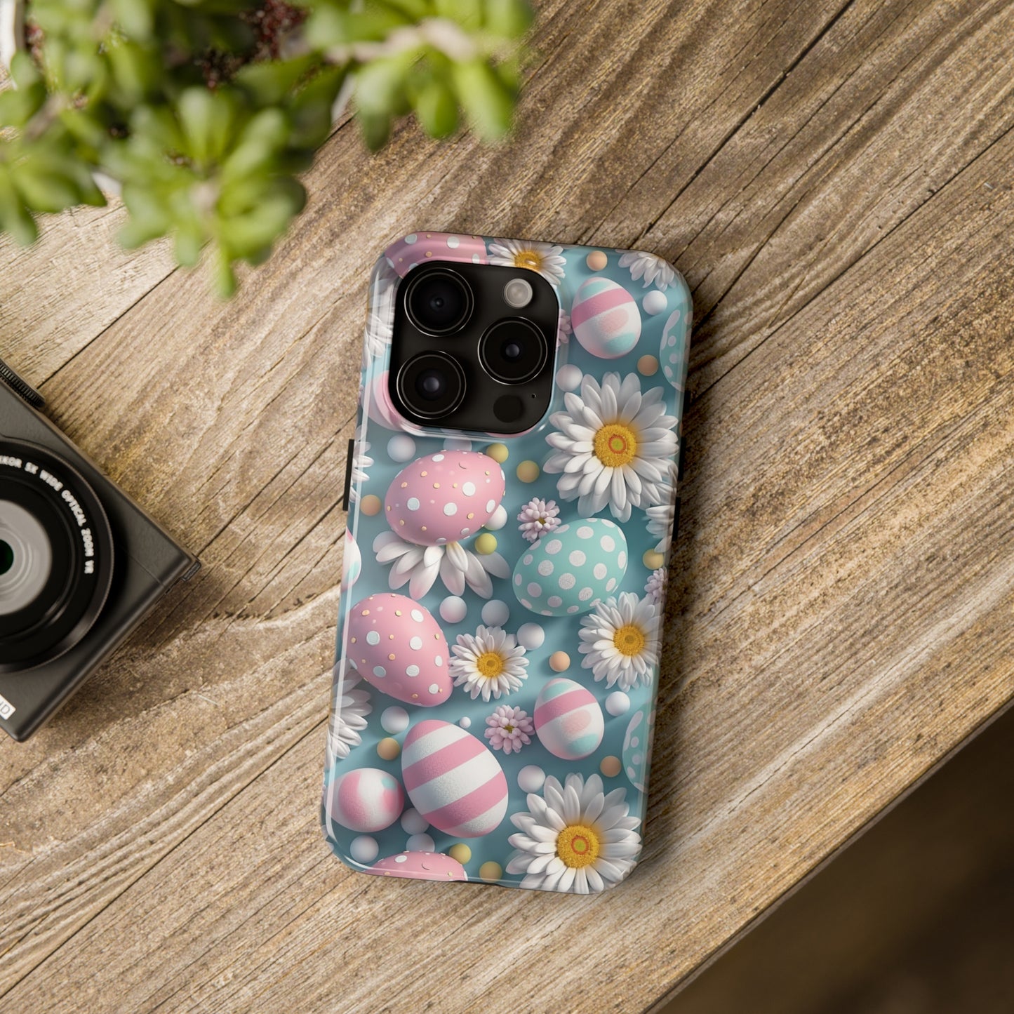 Easter Eggs and Daisies Digital print Design Tough Phone Case compatible with a large variety of iPhone models, Gift, Phone Case