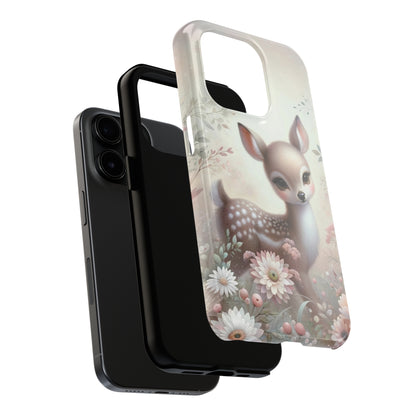 Cute Fawn and Floral print Design Tough Phone Case compatible with a large variety of iPhone models, Gift, Phone Case