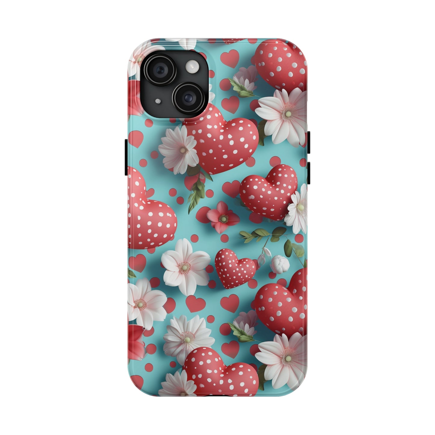 Polka Dot Hearts Digital print Design Tough Phone Case compatible with a large variety of iPhone models, Gift, Phone Case