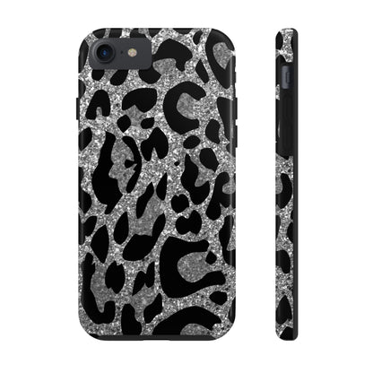 Silver and Black Leopard Design Phone Case- Lightweight, Impact Resistant Cover for iPhone 6, 6s, 12, 13, 14, 15