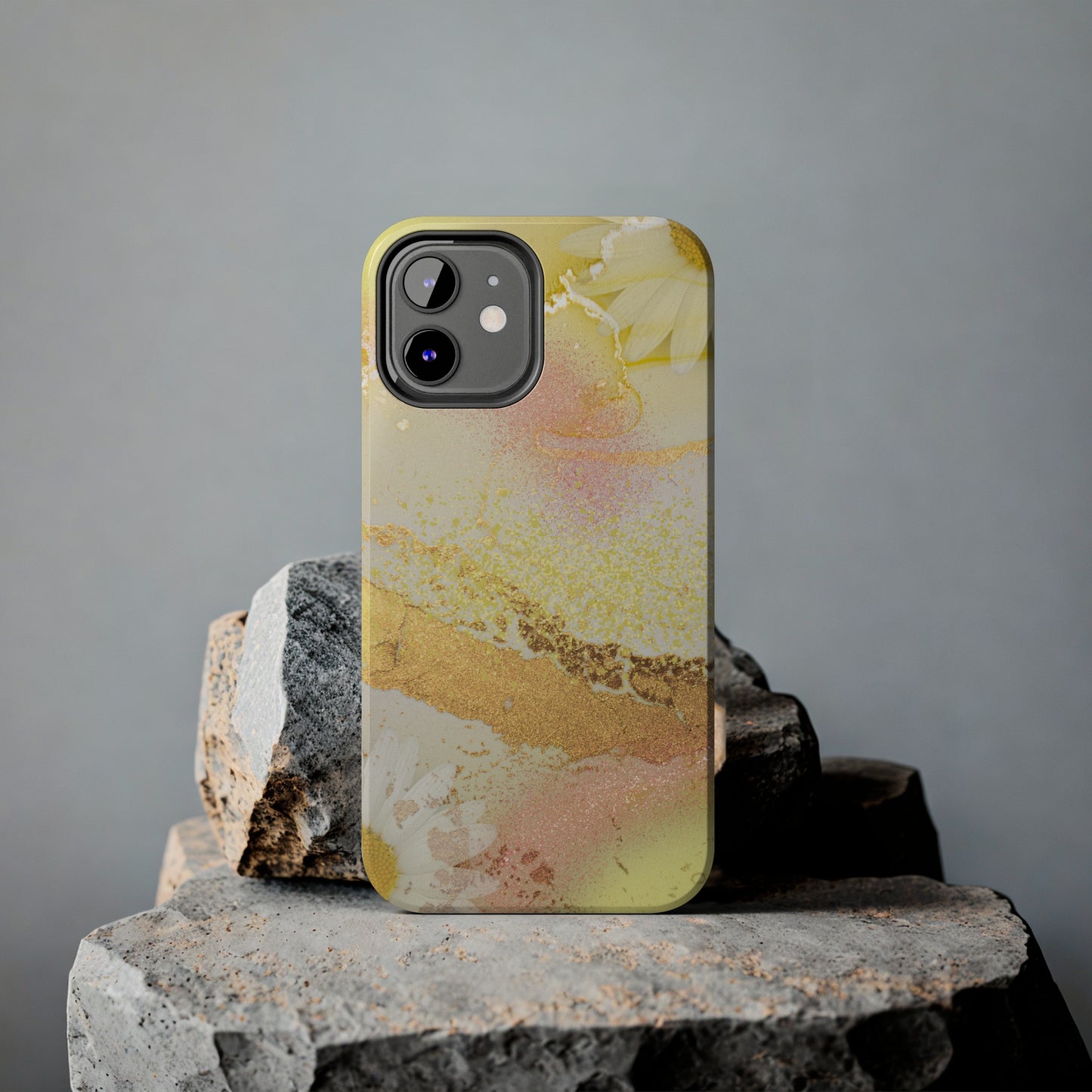 Yellow and Rose Gold Marble design Tough Phone Case compatible with a large variety of iPhone models, Gift, Phone