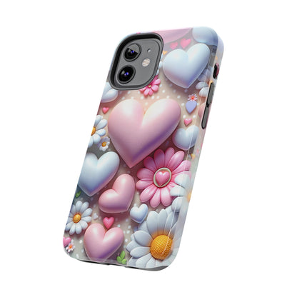 Pastel Heart and Flower Digital print Design Tough Phone Case compatible with a large variety of iPhone models, Gift, Phone Case