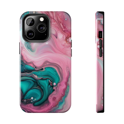 Pink and Teal Alcohol Ink Pattern Design Phone Case compatible with a large variety of iPhone models, Phone Case, Gift