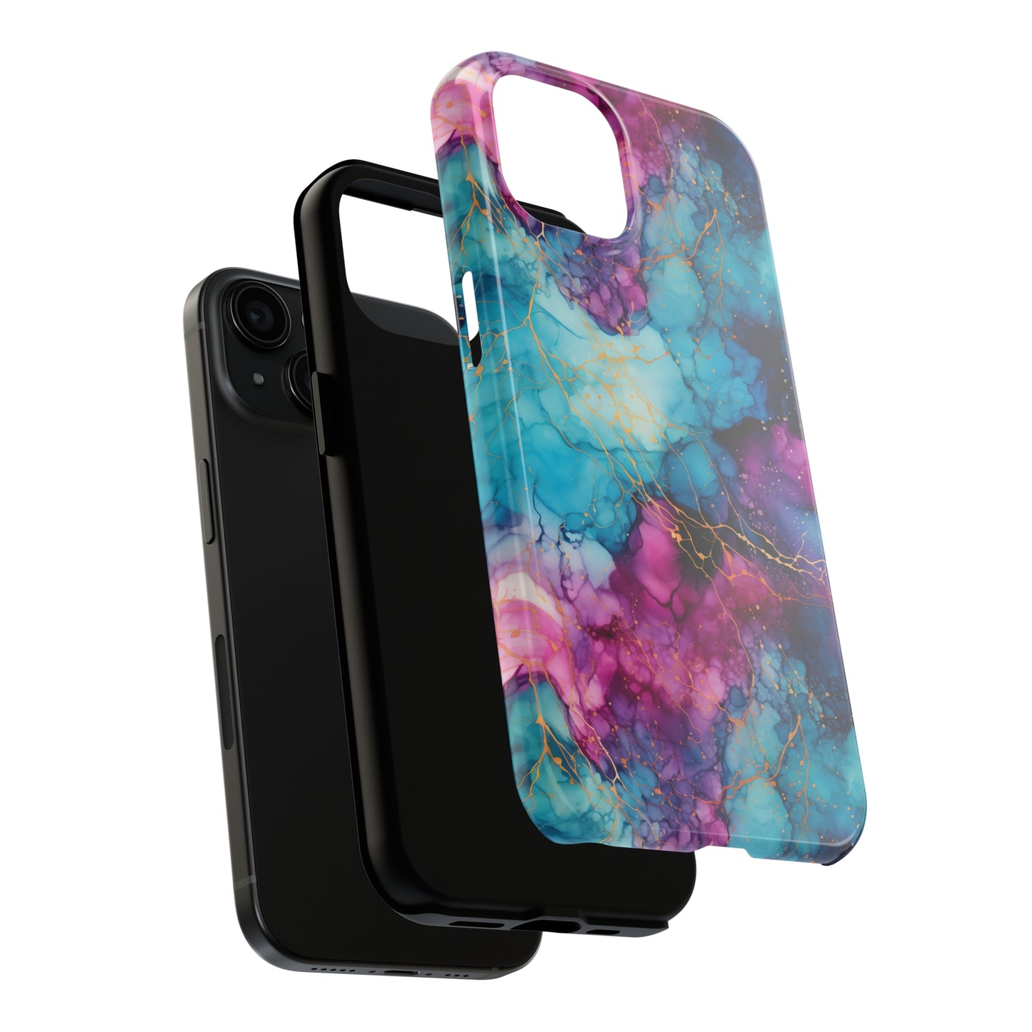 Blue and Purple Alcohol Ink Digital print Design Tough Phone Case compatible with a large variety of iPhone models, Gift, Phone Case