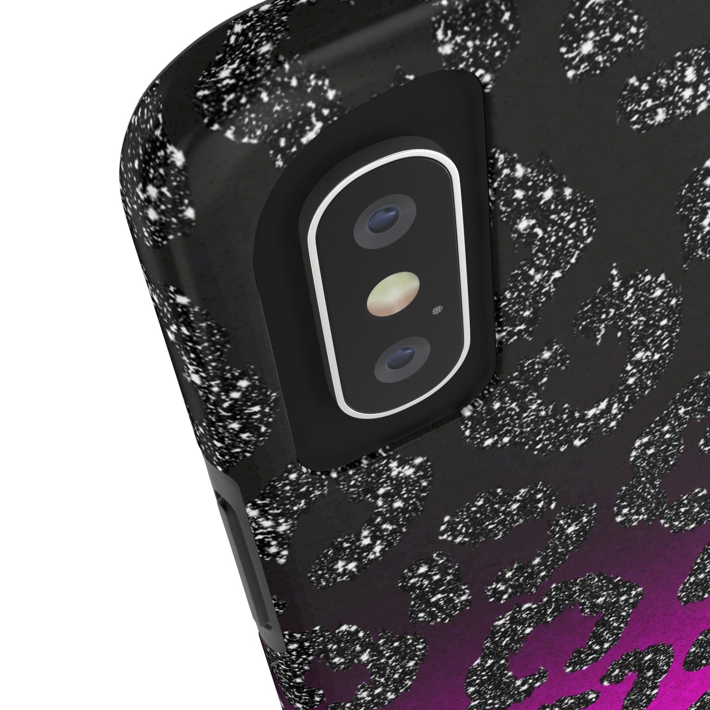 Pink and Black Ombre Leopard Design Phone Case- Lightweight, Impact Resistant Cover for iPhone 6, 6s, 12, 13, 14, 15