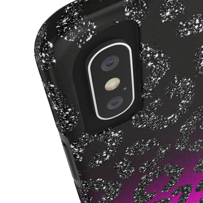 Pink and Black Ombre Leopard Design Phone Case- Lightweight, Impact Resistant Cover for iPhone 6, 6s, 12, 13, 14, 15