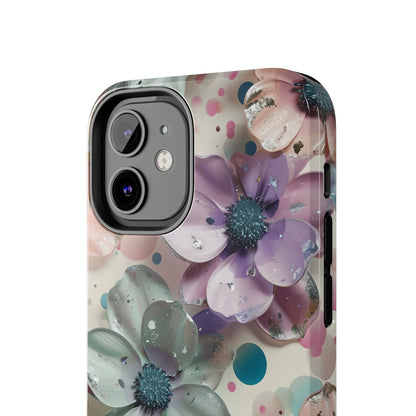 Fun Pastel Flowers Digital print Design Tough Phone Case compatible with a large variety of iPhone models, Gift, Phone Case