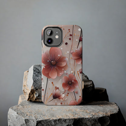 Pretty Mauve Flowers Pattern Design Tough Phone Case compatible with a large variety of iPhone models, Gift, Phone Case