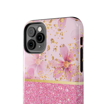 Pink Watercolor flowers and Polka Dot Design Phone Case- Lightweight, Impact Resistant Cover for iPhone 6, 6s, 12, 13, 14, 15