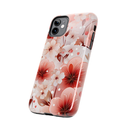 Pink Floral Pattern Design Tough Phone Case compatible with a large variety of iPhone models, Gift, Phone Case