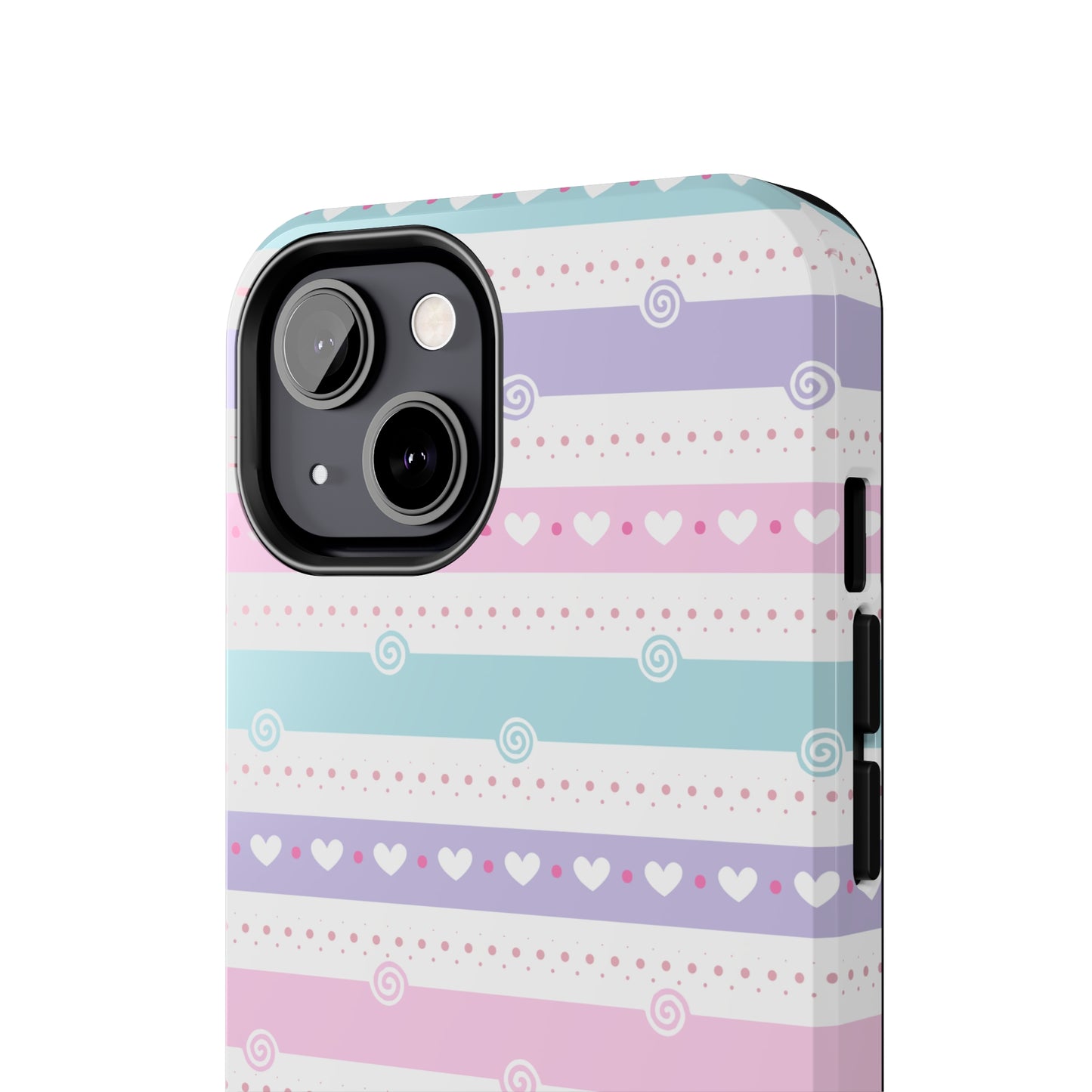 Pastel Stripes and Hearts print design Tough Phone Case compatible with a large variety of iphone models