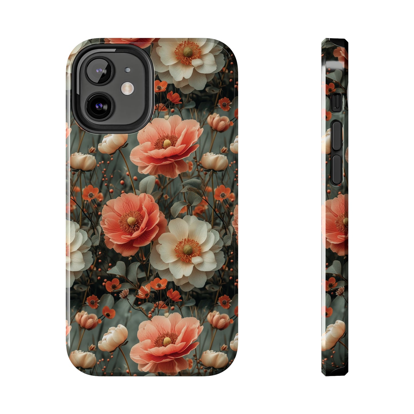 Elegant Peach Flowers Protective Cover, Botanical Garden design Tough Phone Case compatible with a large variety of iphone models