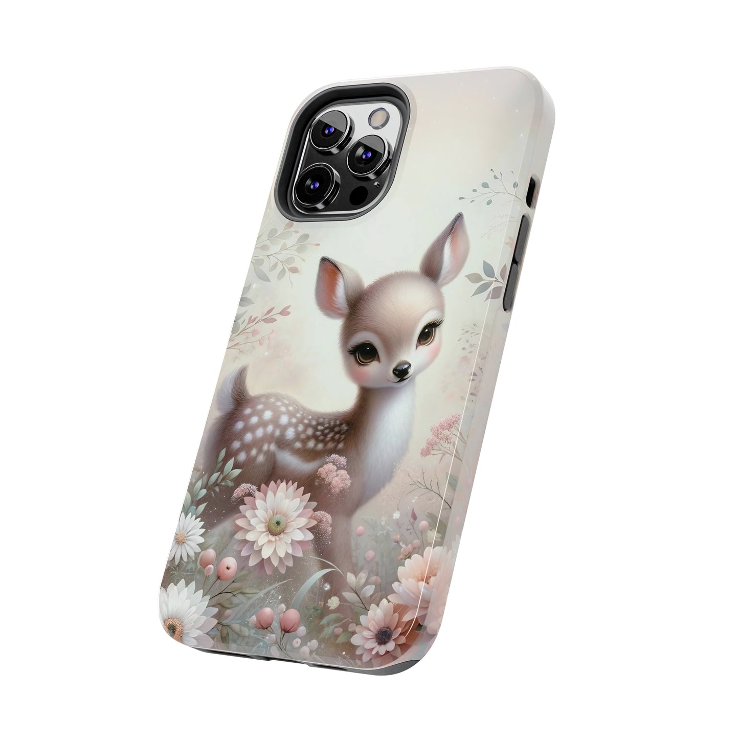 Cute Fawn and Floral print Design Tough Phone Case compatible with a large variety of iPhone models, Gift, Phone Case