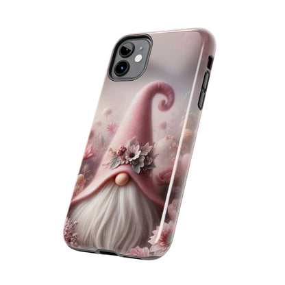 Pink Floral Fantasy Gnome Design Phone Case- Lightweight, Impact Resistant Cover for iPhone 6, 6s, 12, 13, 14, 15