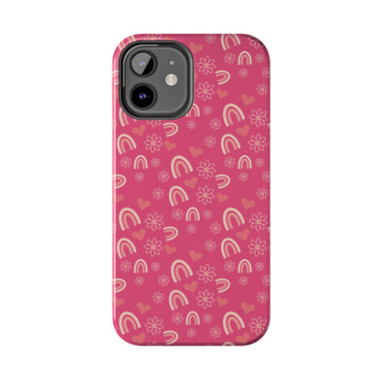 Dark Pink Boho2 Rainbow print Design Tough Phone Case compatible with a large variety of iPhone models, Gift, Phone Case