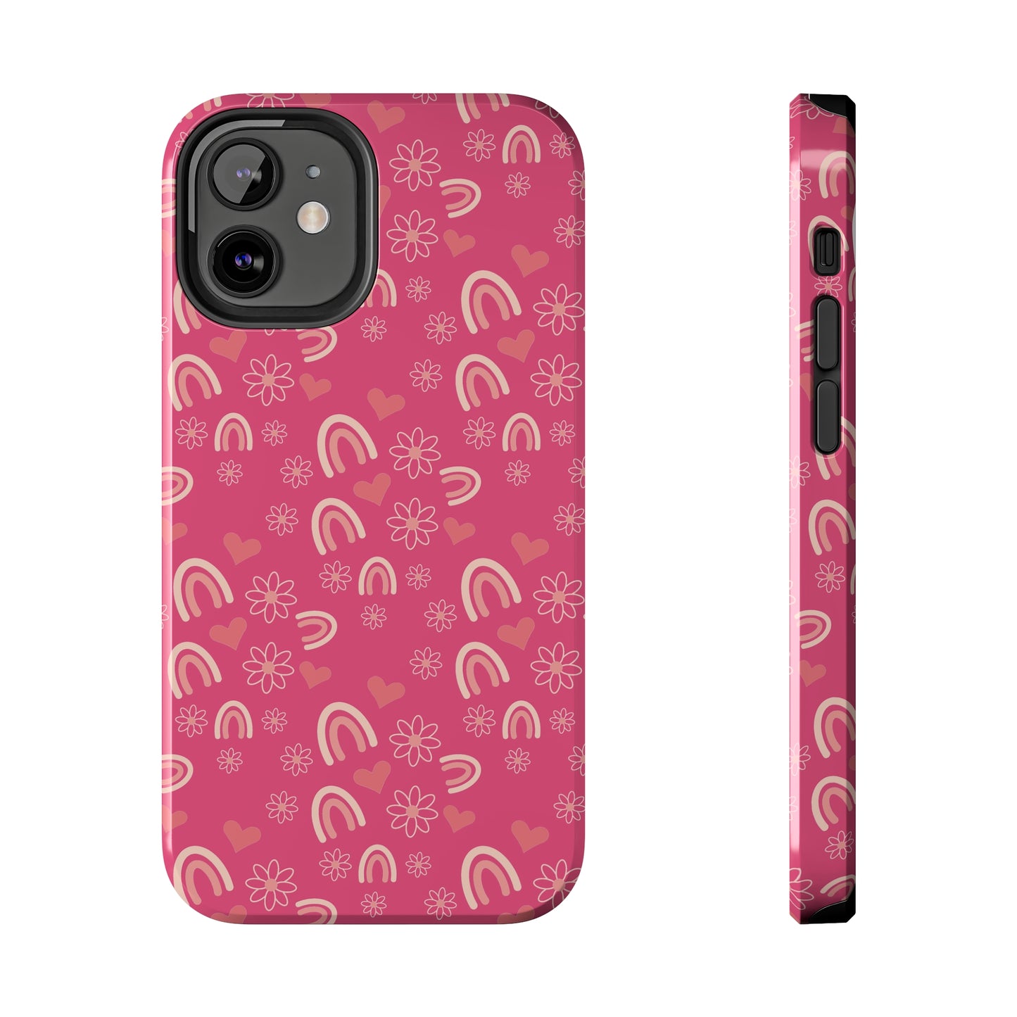 Dark Pink Boho2 Rainbow print Design Tough Phone Case compatible with a large variety of iPhone models, Gift, Phone Case