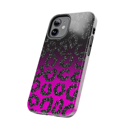 Pink and Black Ombre Leopard Design Phone Case- Lightweight, Impact Resistant Cover for iPhone 6, 6s, 12, 13, 14, 15