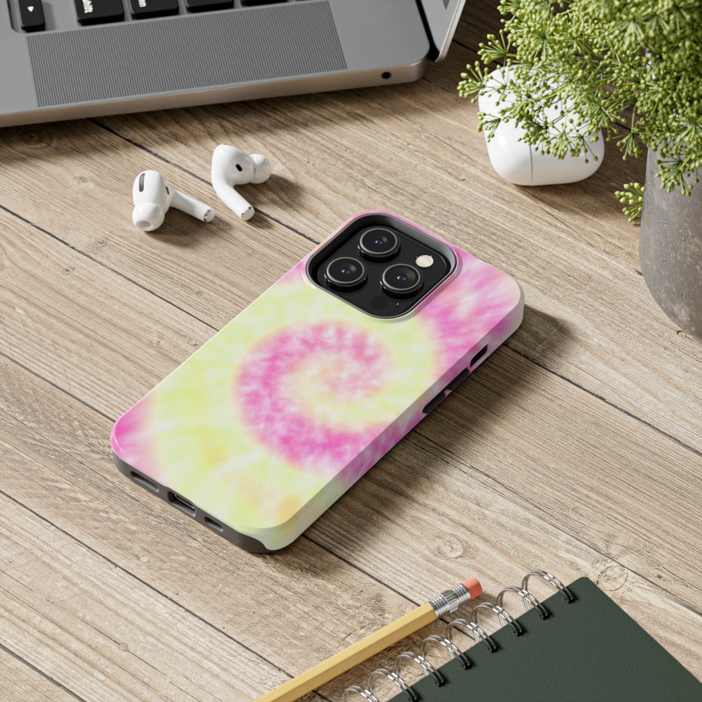 Pink and Yellow Tie Dye Design Phone Case- Lightweight, Impact Resistant Cover for iPhone 6, 6s, 12, 13, 14, 15