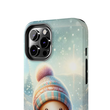 Cute Happy Gingerbread Man in the Snow Pattern Design Tough Phone Case compatible with a large variety of iPhone models, Gift, Phone Case