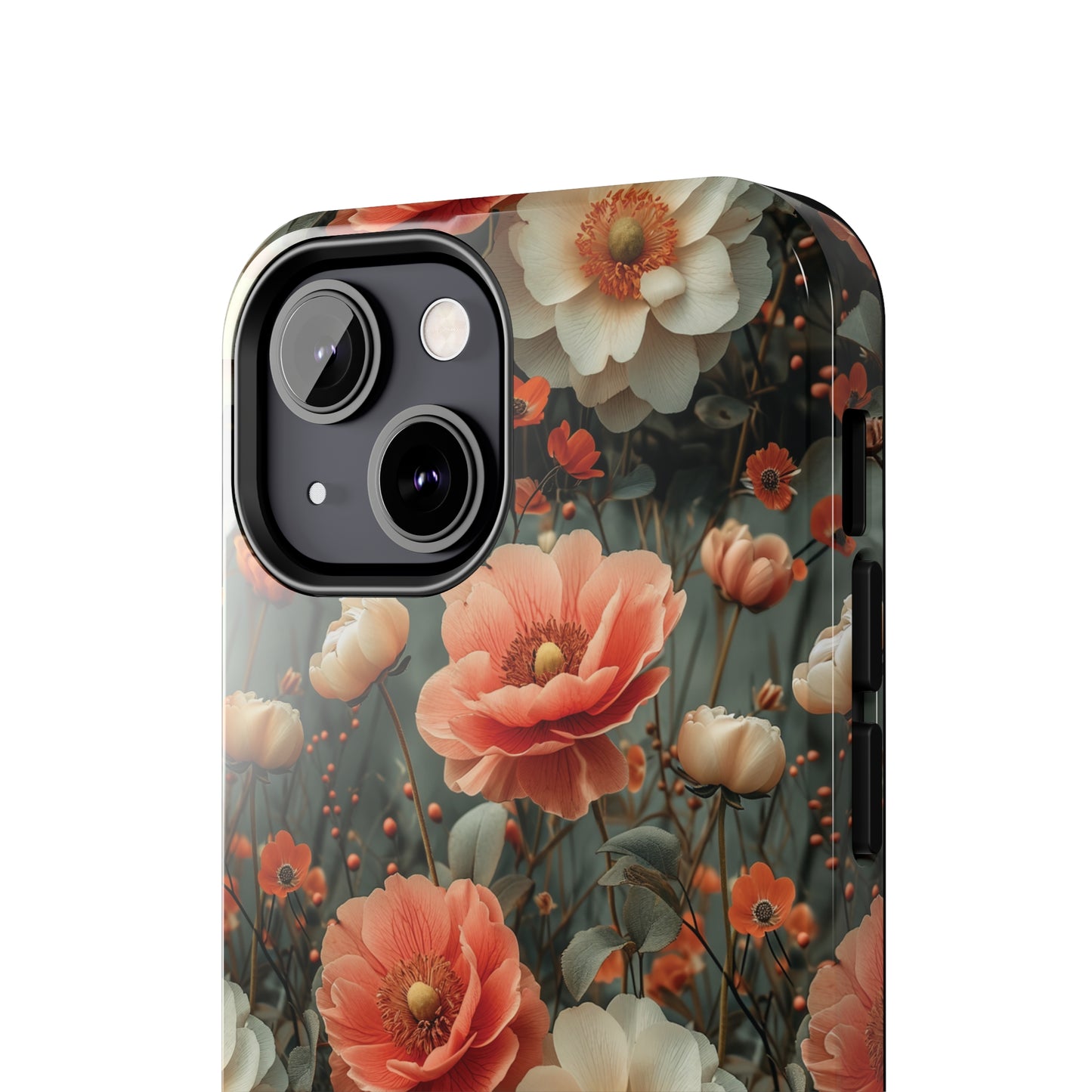 Elegant Peach Flowers Protective Cover, Botanical Garden design Tough Phone Case compatible with a large variety of iphone models