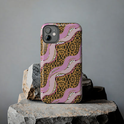 Cheetah Waves with Pink and Gold Design Phone Case- Lightweight, Impact Resistant Cover for iPhone 6, 6s, 12, 13, 14, 15