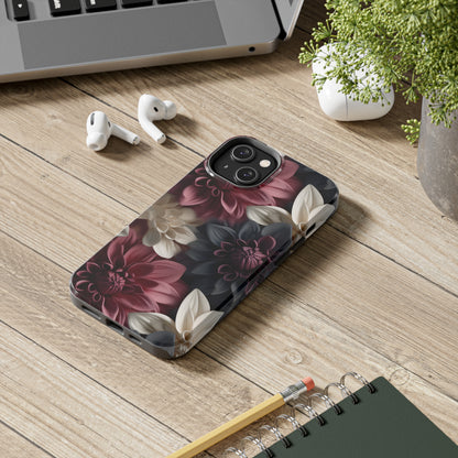 Elegant Dahlias design Tough Phone Case compatible with a large variety of iPhone models, Birthday Gift, Phone Case