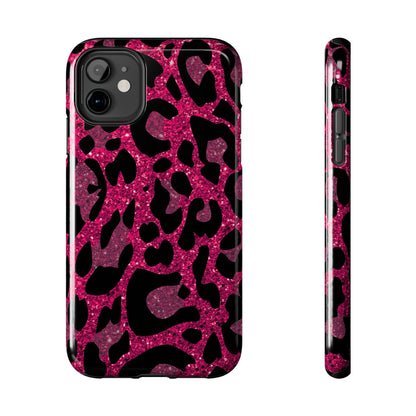 Pink and Black Leopard Design Phone Case- Lightweight, Impact Resistant Cover for iPhone 6, 6s, 12, 13, 14, 15