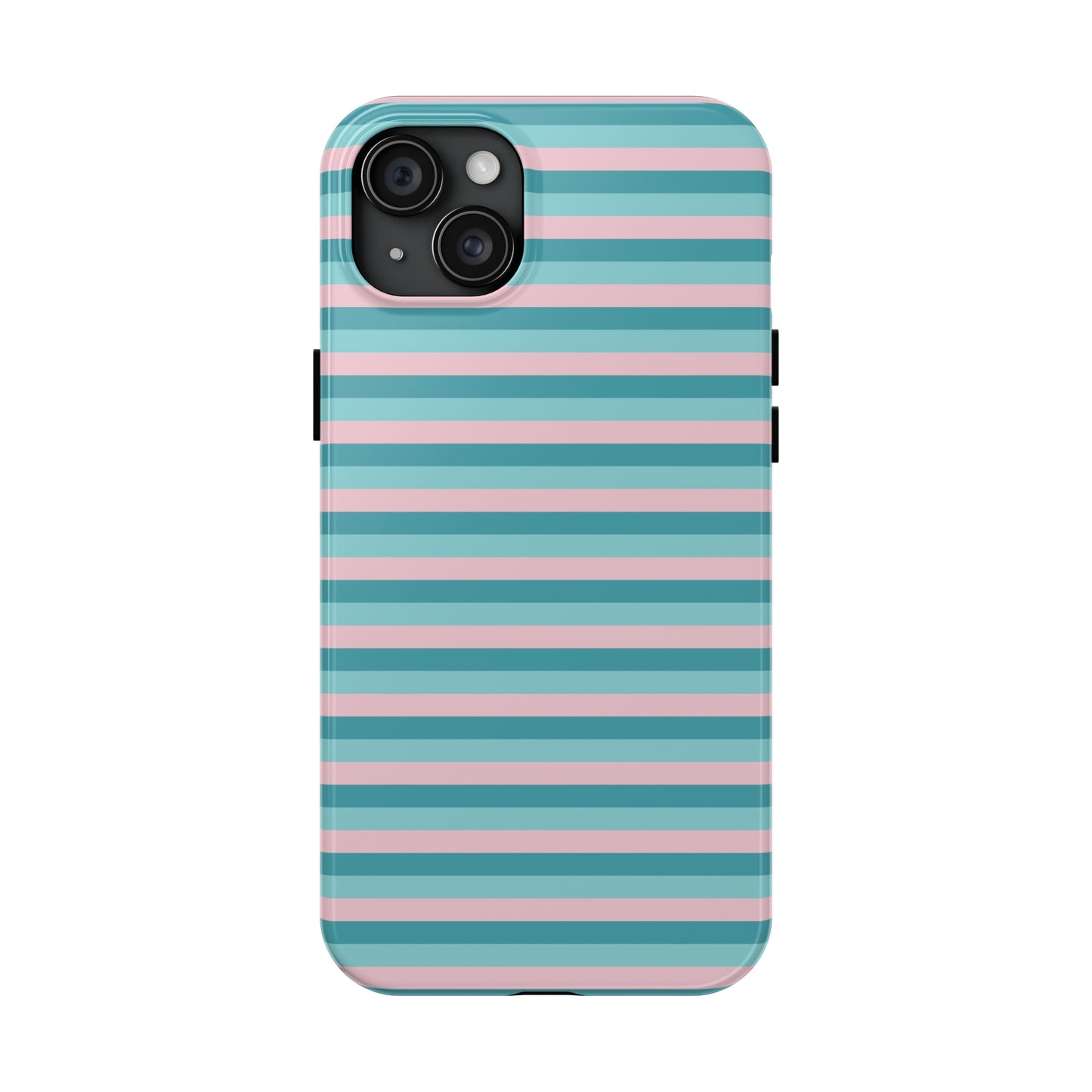 Pink and Aqua Girly Stripe print Design Tough Phone Case compatible with a large variety of iPhone models, Gift, Phone Case