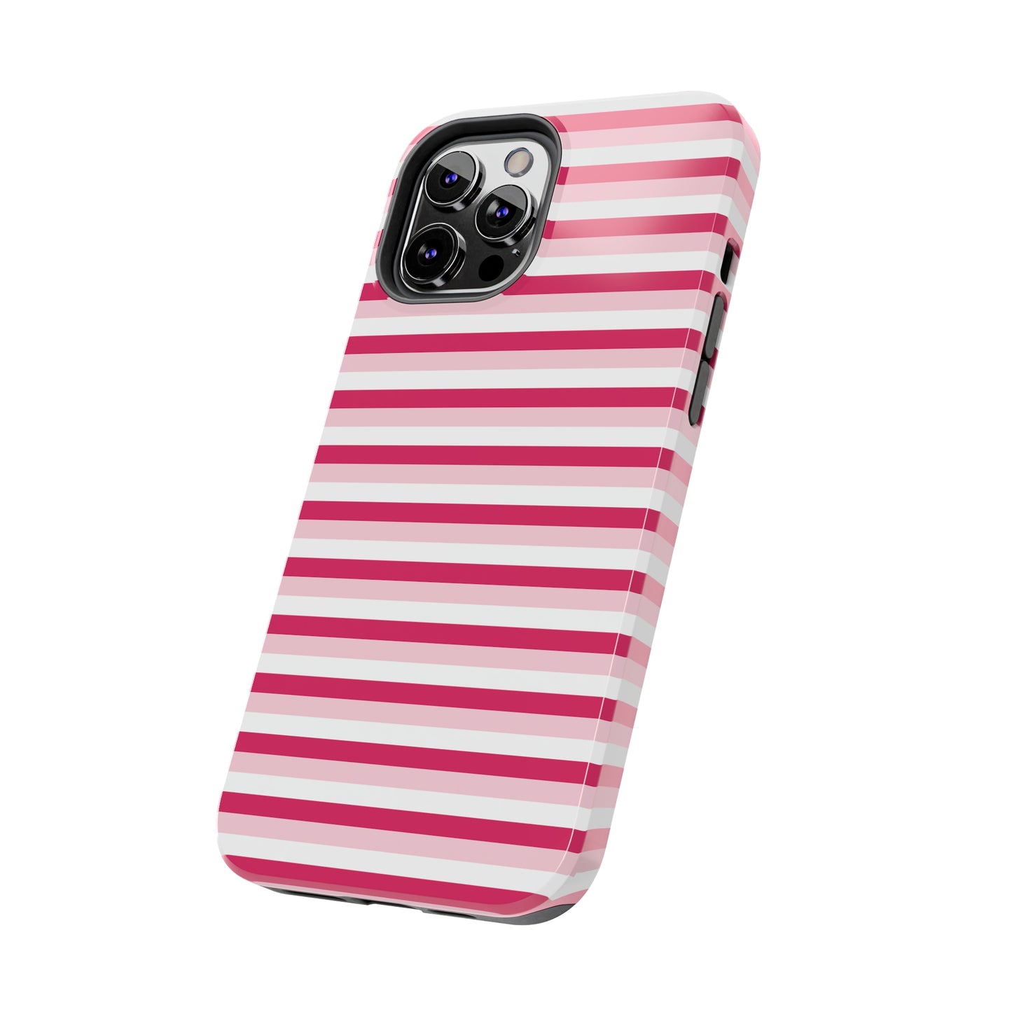 Pink and White Girly Stripe print Design Tough Phone Case compatible with a large variety of iPhone models, Gift, Phone Case