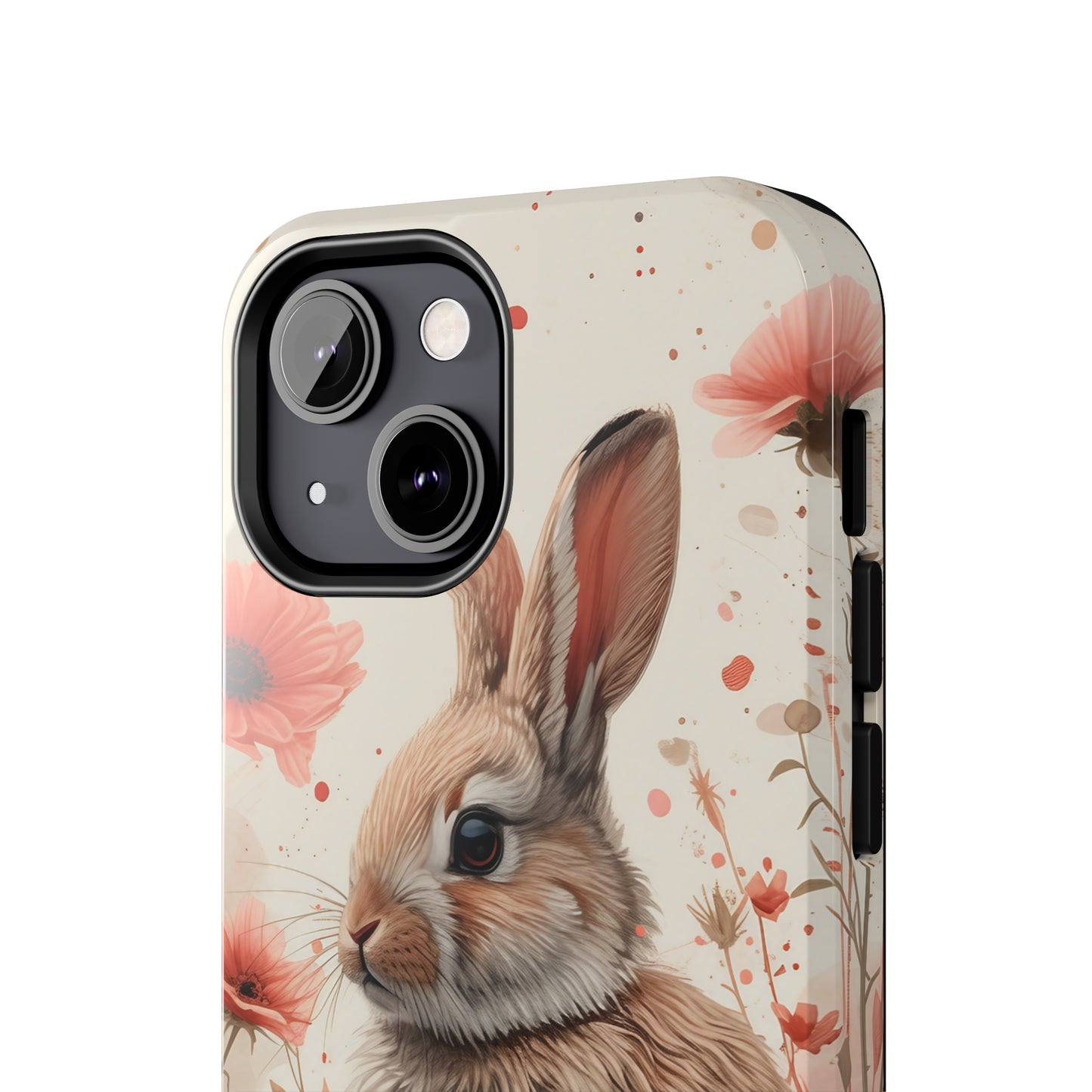 Watercolor Easter Bunny and Spring Flowers Design Phone Case- Lightweight, Impact Resistant Cover for iPhone 6, 6s, 12, 13, 14, 15