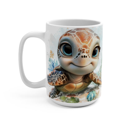Cute Sea Turtle Mug, Ocean Life Coffee Cup, Animated Turtle Lover Gift, Marine Animal Artwork, Adorable Wildlife Drinkware, Unique Drinkware, Unique Gift Idea, Mug 15oz