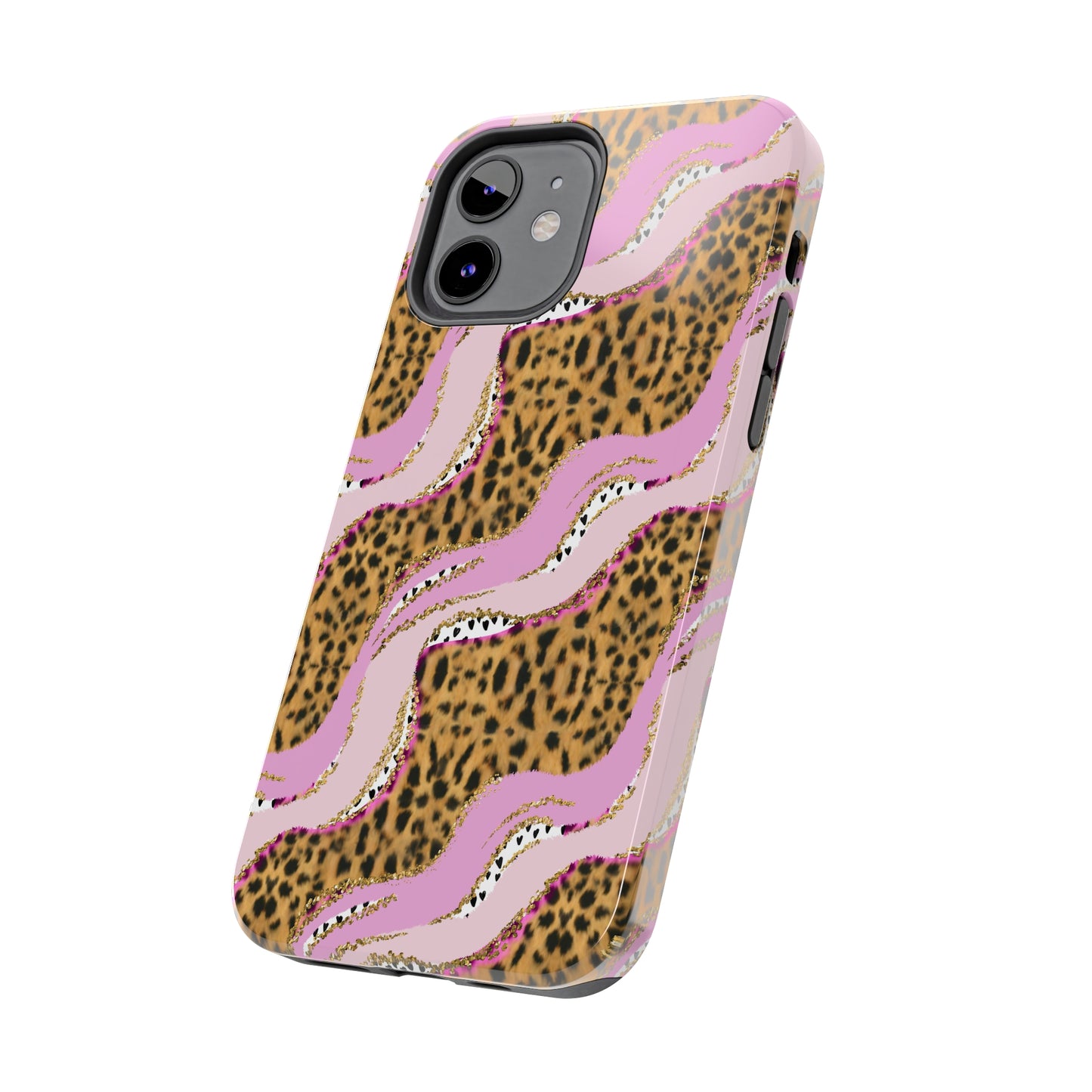 Cheetah Waves with Pink and Gold Design Phone Case- Lightweight, Impact Resistant Cover for iPhone 6, 6s, 12, 13, 14, 15