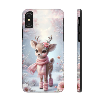 Cute Deer Winter Scene Pattern Design Tough Phone Case compatible with a large variety of iPhone models, Gift, Phone Case