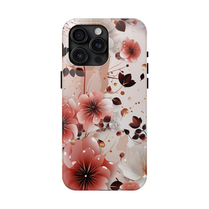 Pretty Pink & White Flowers Pattern Design Tough Phone Case compatible with a large variety of iPhone models, Gift, Phone Case