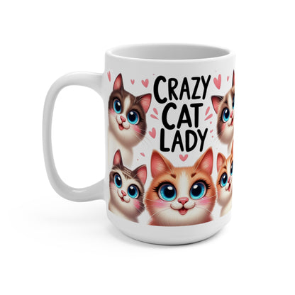 Crazy Cat Lady Mug, Cute Kitten Faces Coffee Cup, Cat Lover Gift, Animal Themed Kitchenware, Fun Pet Owner Drinkware, Whimsical Tea Mug, Unique Gift, Office Mug