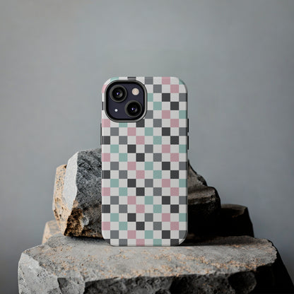 Multicolor Checkerboard print design Tough Phone Case compatible with a large variety of iphone models