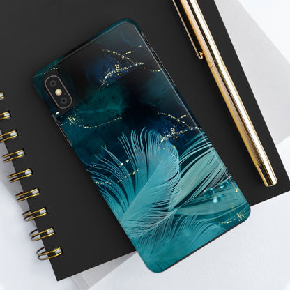 Dreamy Blue Feather design Tough Phone Case compatible with a large variety of iPhone models, Gift, Phone