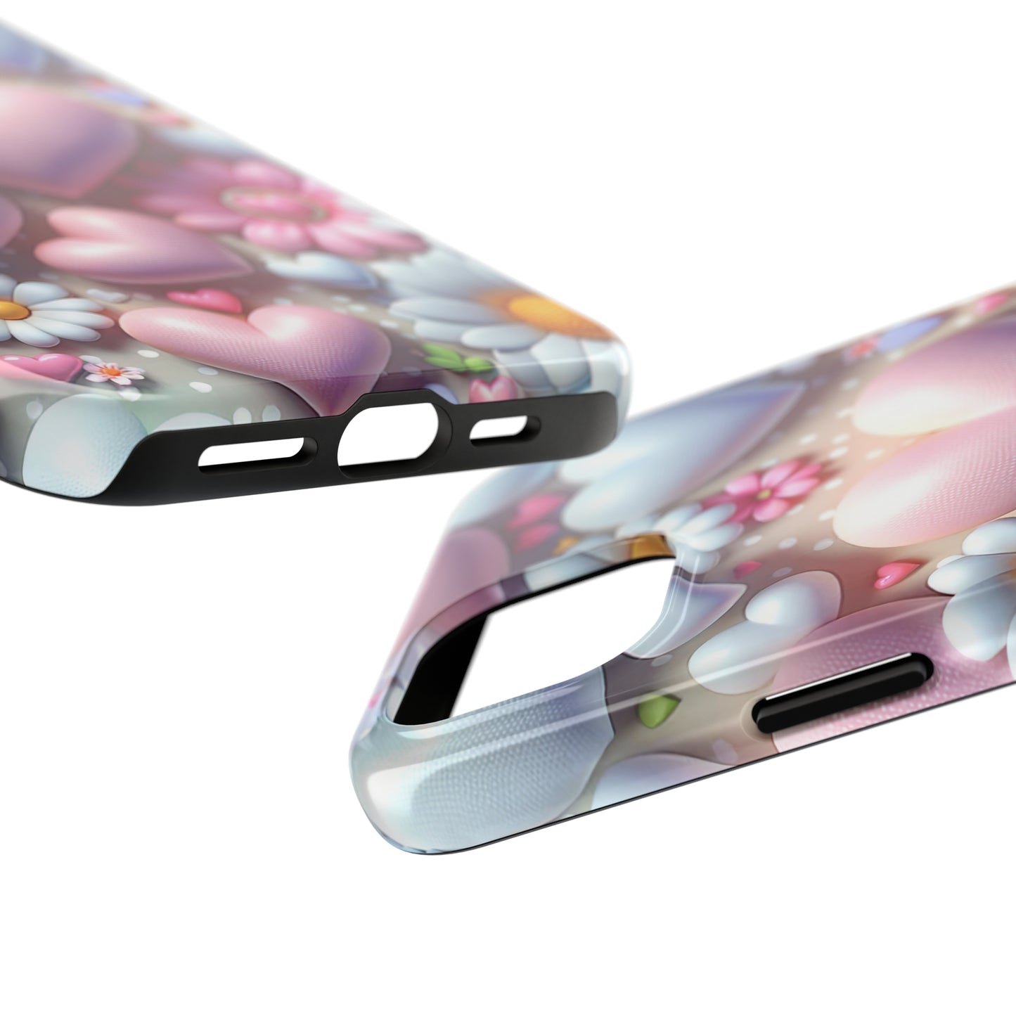 Pastel Heart and Flower Digital print Design Tough Phone Case compatible with a large variety of iPhone models, Gift, Phone Case