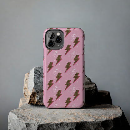 Cheetah Print Lightning Bolts Design Phone Case- Lightweight, Impact Resistant Cover for iPhone 6, 6s, 12, 13, 14, 15