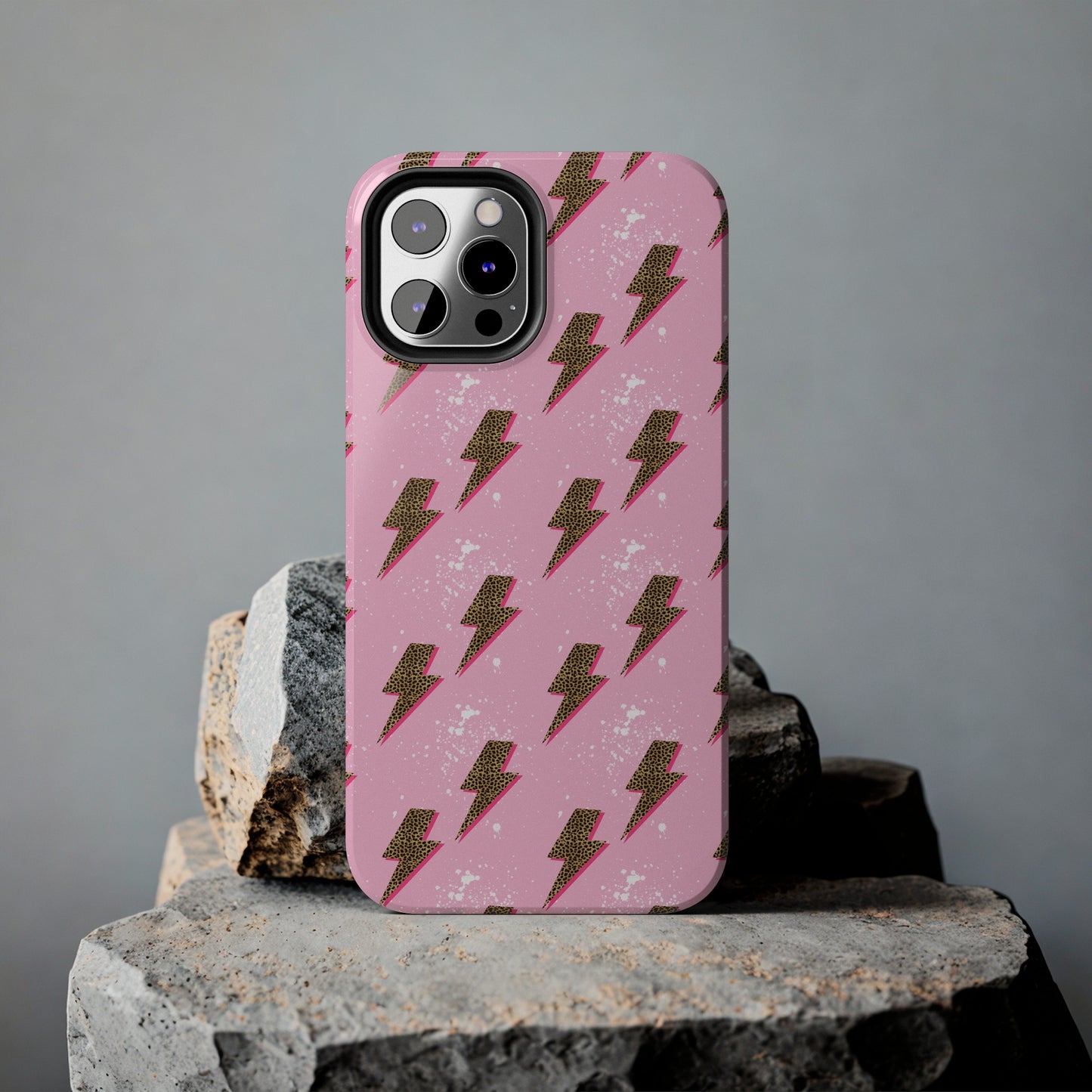 Cheetah Print Lightning Bolts Design Phone Case- Lightweight, Impact Resistant Cover for iPhone 6, 6s, 12, 13, 14, 15