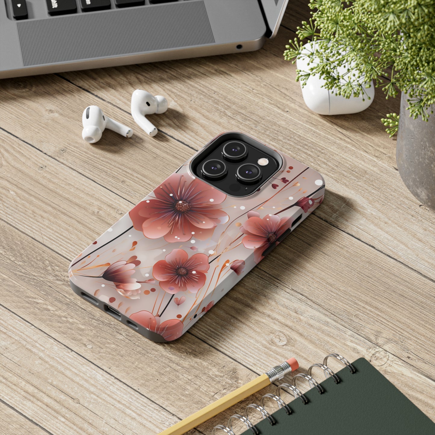 Pretty Mauve Flowers Pattern Design Tough Phone Case compatible with a large variety of iPhone models, Gift, Phone Case