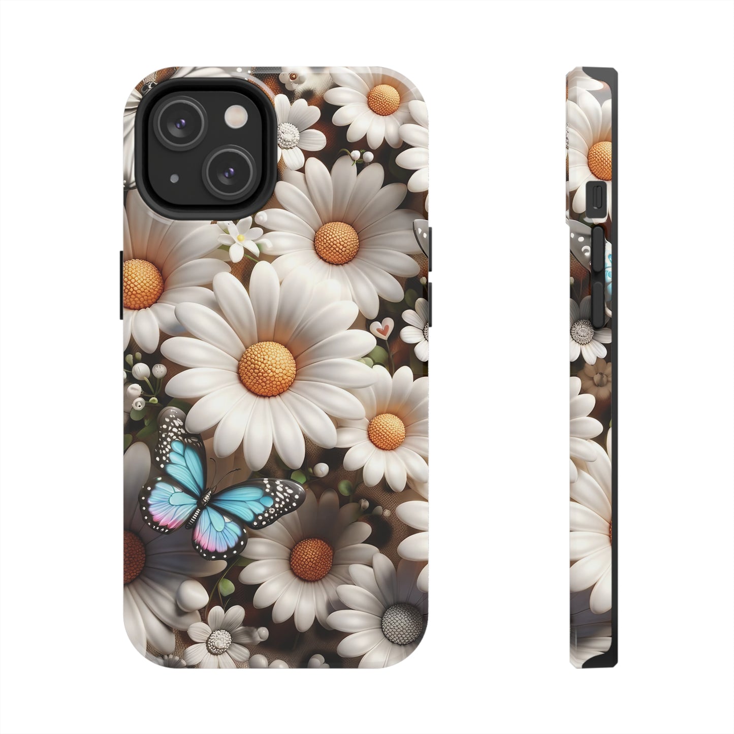 Butterflies, Leopard Print & Daisies Digital print Design Tough Phone Case compatible with a large variety of iPhone models,Gift, Phone Case