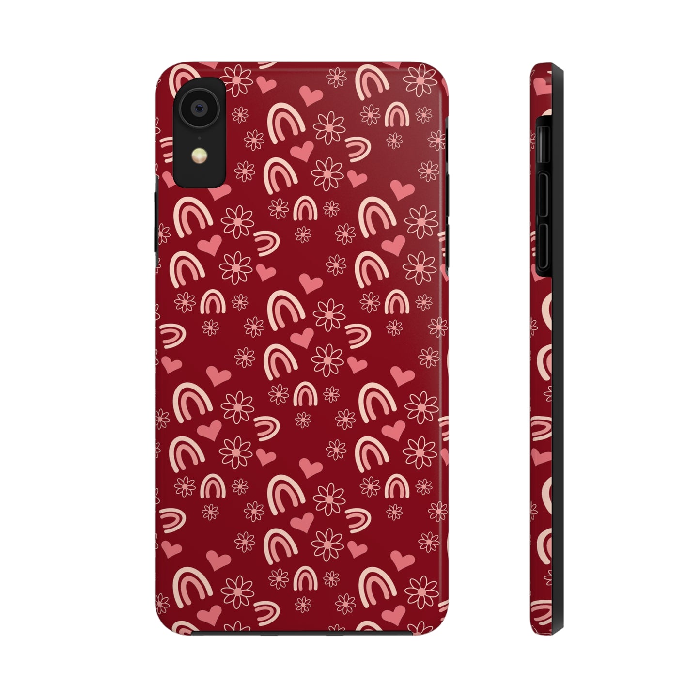 Red Boho2 Rainbow print Design Tough Phone Case compatible with a large variety of iPhone models, Gift, Phone Case