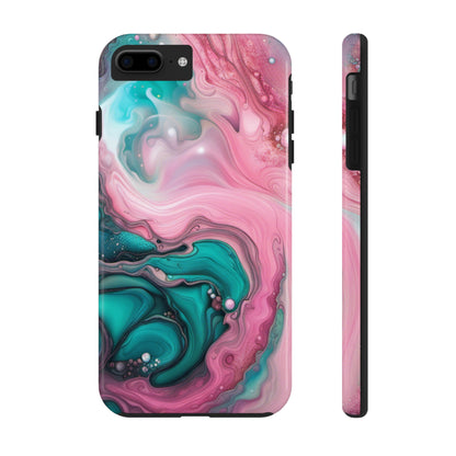 Pink and Teal Alcohol Ink Pattern Design Phone Case compatible with a large variety of iPhone models, Phone Case, Gift