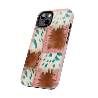 Modern Cowgirl Cowhide Design Pattern Print Tough Phone Case compatible with a large variety of phone models, Phone Case, Gift