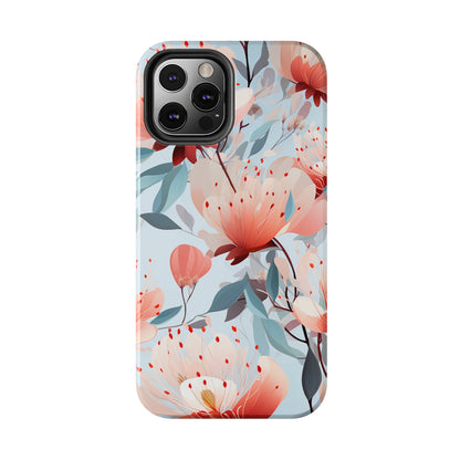 Red Flowers Digital print Design Tough Phone Case compatible with a large variety of iPhone models, Gift, Phone Case