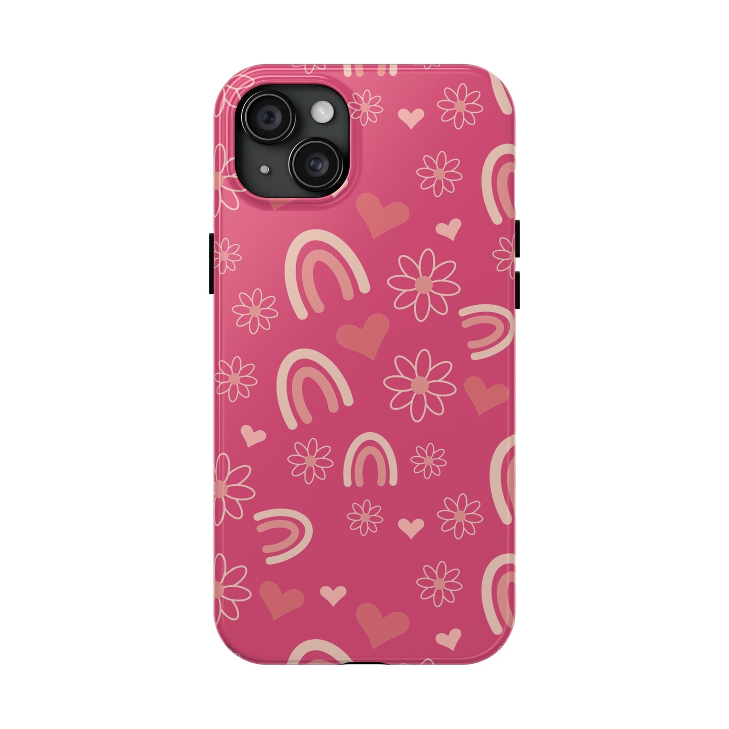 Dark Pink Boho Rainbow print Design Tough Phone Case compatible with a large variety of iPhone models, Gift, Phone Case