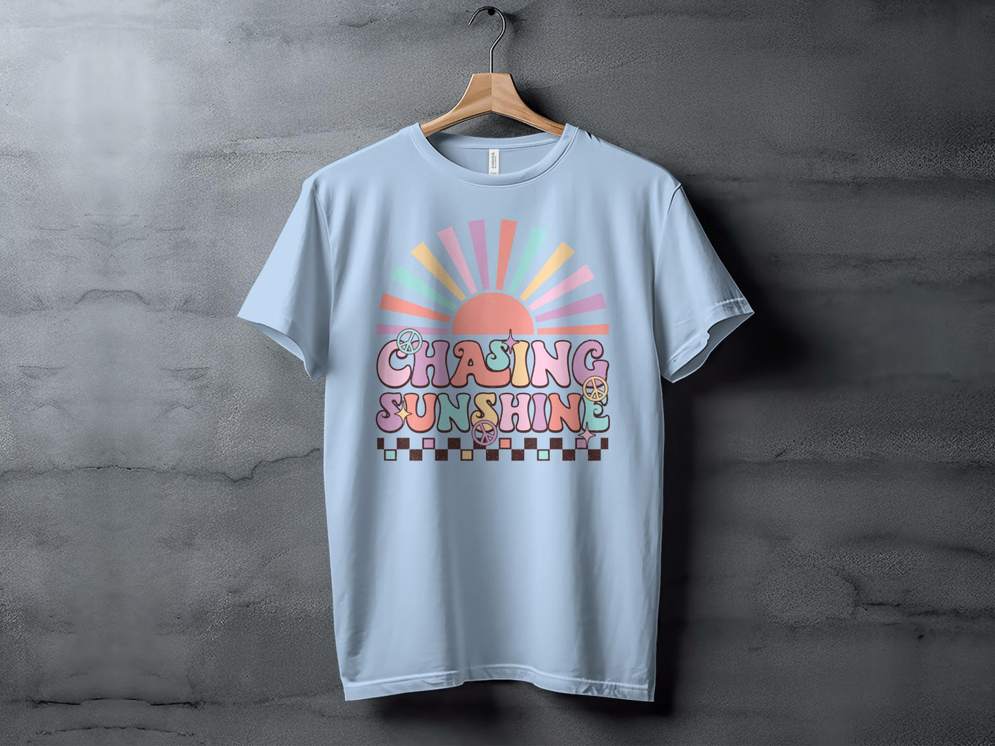 Retro Chasing Sunshine Graphic Tee, Vintage Inspired Sunset Design, Casual Summer Fashion Unisex T-Shirt