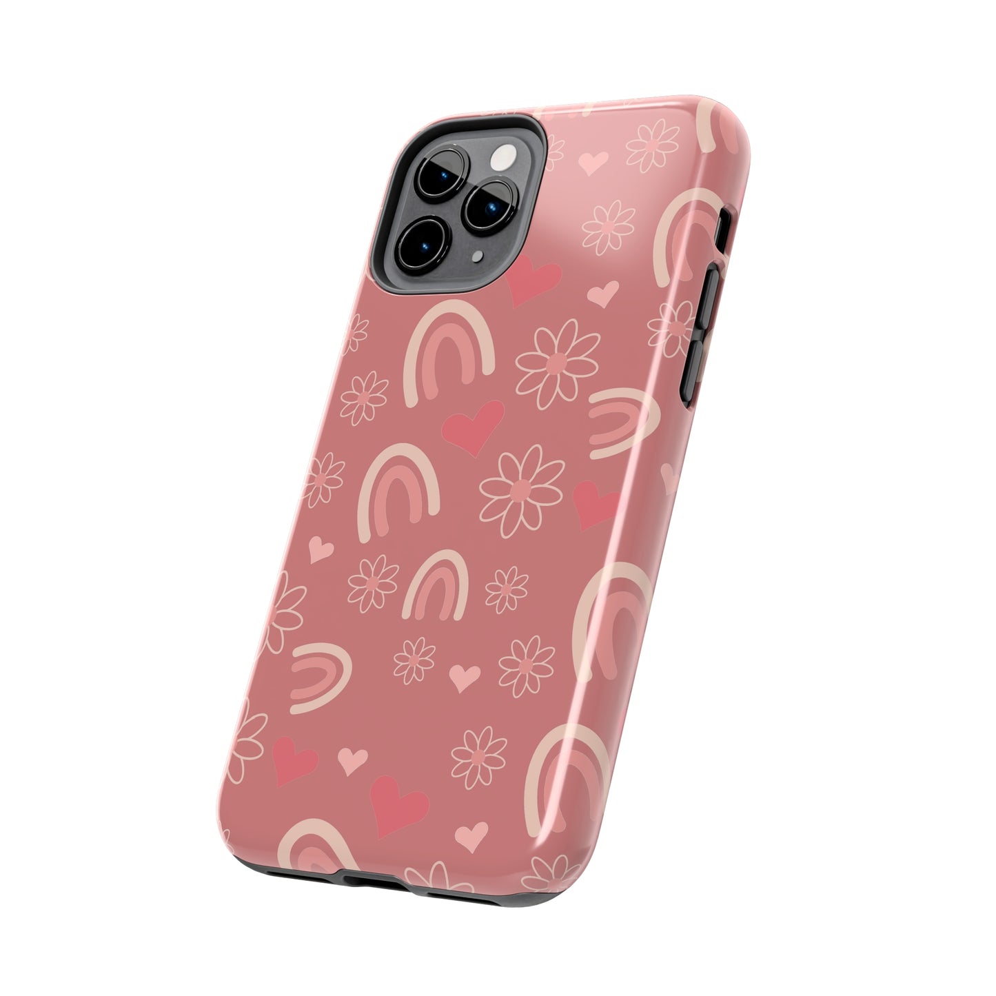 Daisy and Mauve Boho Rainbow print Design Tough Phone Case compatible with a large variety of iPhone models, Gift, Phone Case