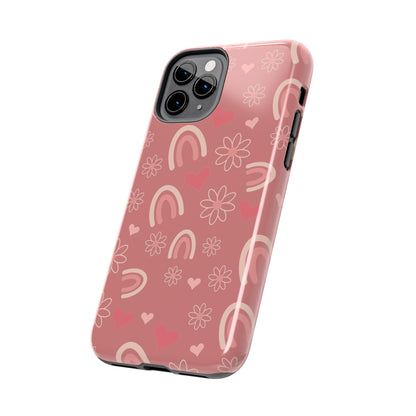 Daisy and Mauve Boho Rainbow print Design Tough Phone Case compatible with a large variety of iPhone models, Gift, Phone Case